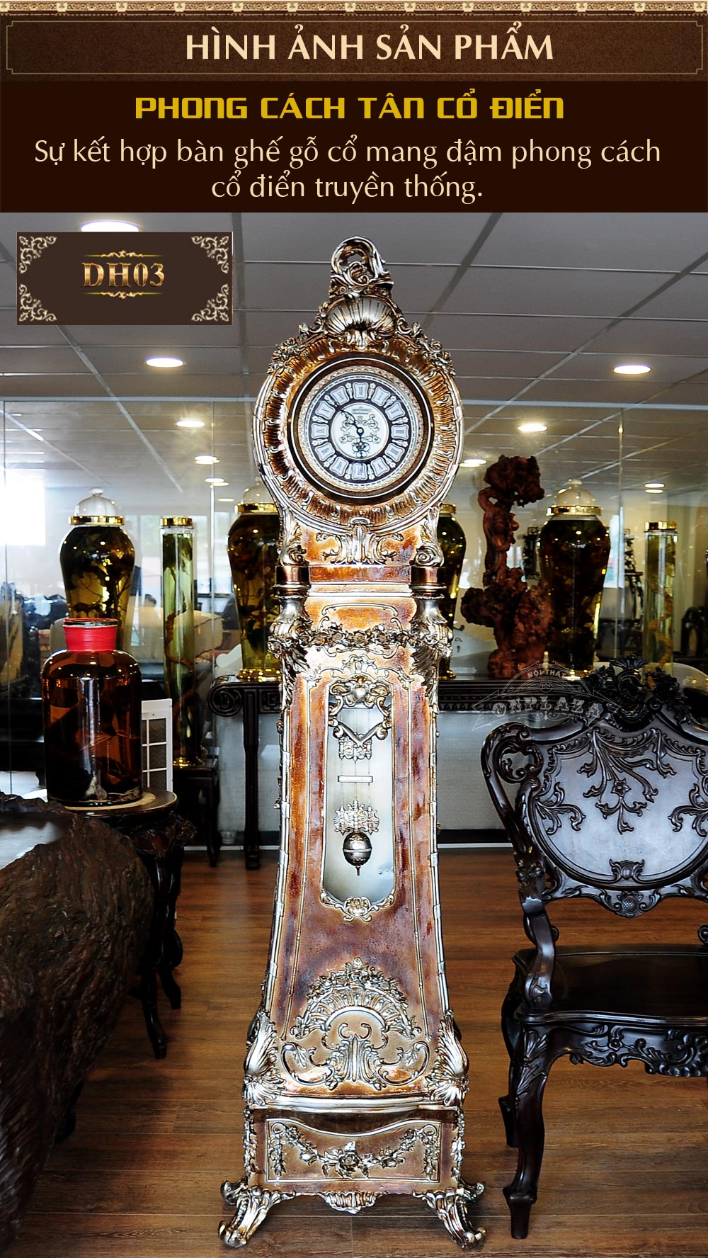Đồng hồ cây DH03 giả cổ phong cách hoàng gia cổ điển