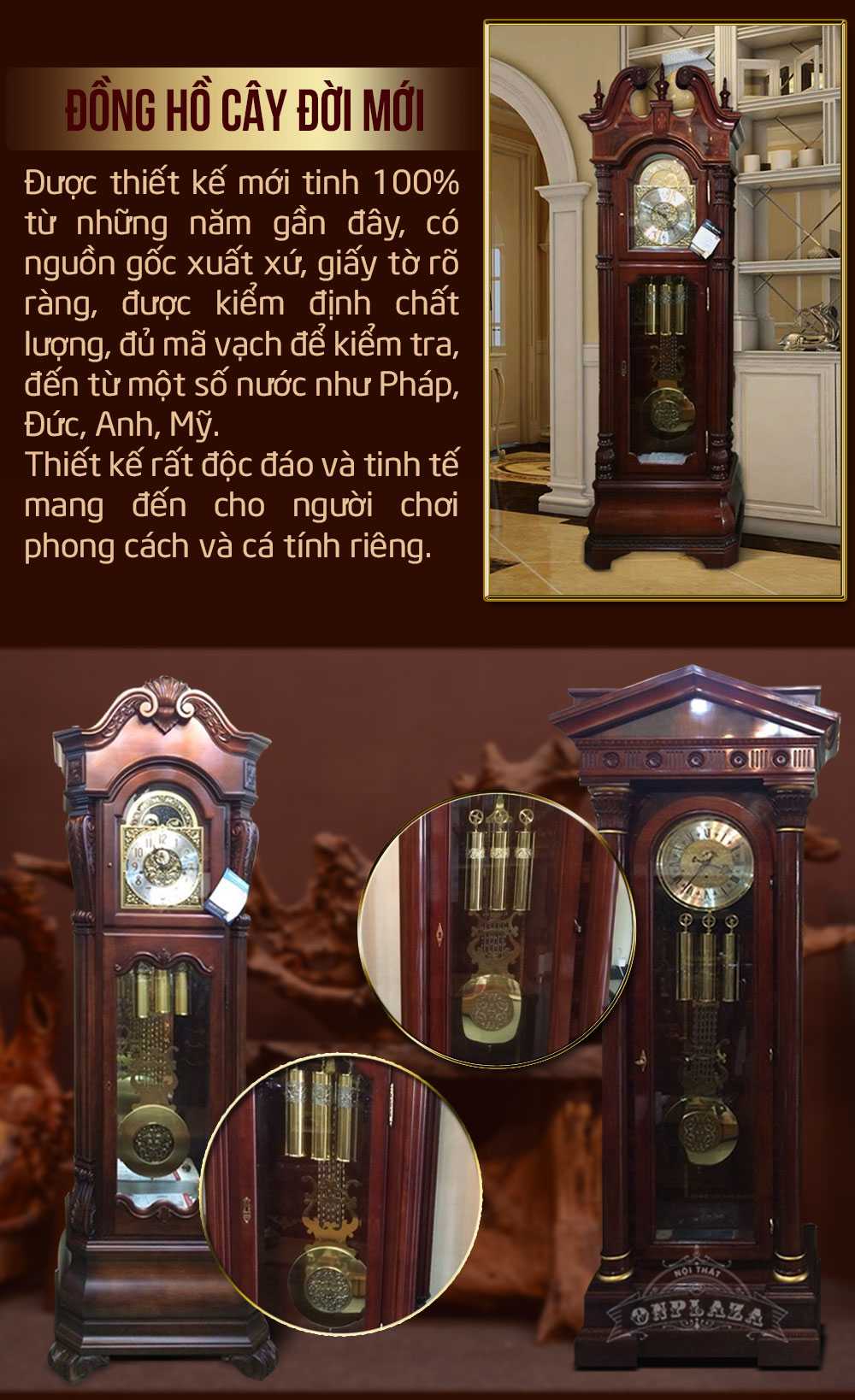 BST đồng hồ cây cổ, giả cổ, tân cổ điển cao cấp nhập khẩu tại Hà Nội