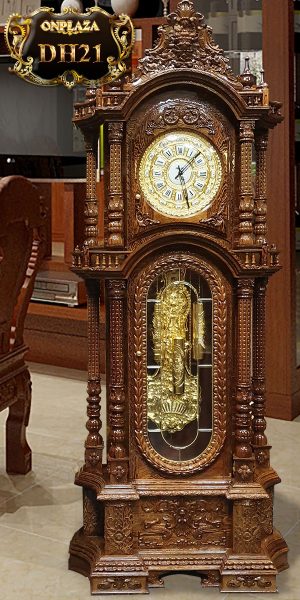 Đồng hồ cây cổ quả lắc gỗ mun đuôi công cổ điển pháp, đồng hồ cây máy cổ đức đẹp